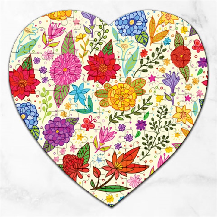 Colorful Flower Abstract Pattern Jigsaw Puzzle (Heart)