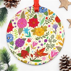 Colorful Flower Abstract Pattern Round Ornament (two Sides)