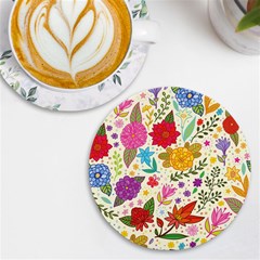 Colorful Flower Abstract Pattern Uv Print Round Tile Coaster by Grandong