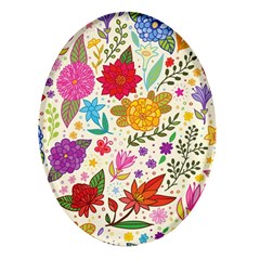 Colorful Flower Abstract Pattern Oval Glass Fridge Magnet (4 Pack) by Grandong