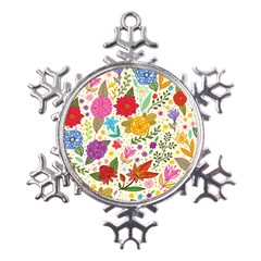 Colorful Flower Abstract Pattern Metal Large Snowflake Ornament by Grandong