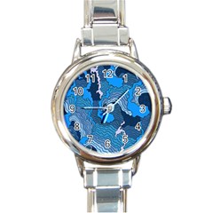 Blue Moving Texture Abstract Texture Round Italian Charm Watch