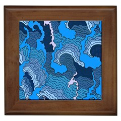 Blue Moving Texture Abstract Texture Framed Tile by Grandong