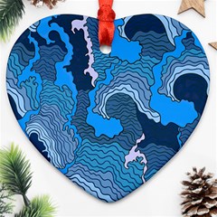 Blue Moving Texture Abstract Texture Ornament (heart) by Grandong