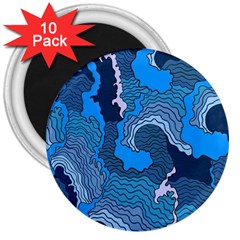 Blue Moving Texture Abstract Texture 3  Magnets (10 Pack)  by Grandong