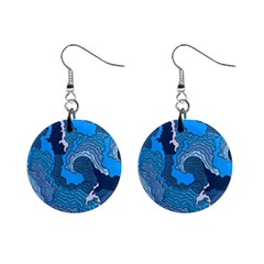 Blue Moving Texture Abstract Texture Mini Button Earrings by Grandong