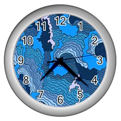 Blue Moving Texture Abstract Texture Wall Clock (silver) by Grandong