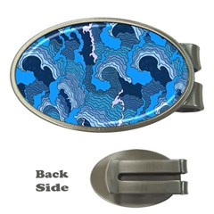 Blue Moving Texture Abstract Texture Money Clips (oval)  by Grandong