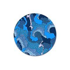 Blue Moving Texture Abstract Texture Magnet 3  (Round)