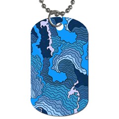 Blue Moving Texture Abstract Texture Dog Tag (two Sides) by Grandong