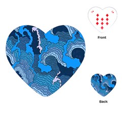 Blue Moving Texture Abstract Texture Playing Cards Single Design (Heart)