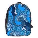 Blue Moving Texture Abstract Texture School Bag (XL) Front