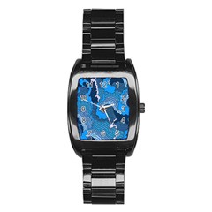 Blue Moving Texture Abstract Texture Stainless Steel Barrel Watch