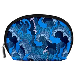 Blue Moving Texture Abstract Texture Accessory Pouch (large) by Grandong