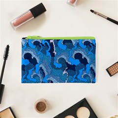 Blue Moving Texture Abstract Texture Cosmetic Bag (xs) by Grandong