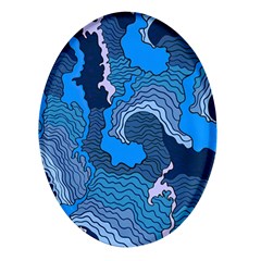 Blue Moving Texture Abstract Texture Oval Glass Fridge Magnet (4 pack)