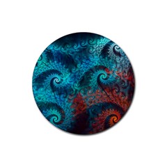 Spiral Abstract Pattern Abstract Rubber Round Coaster (4 pack)