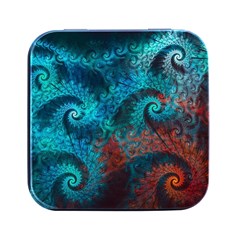 Spiral Abstract Pattern Abstract Square Metal Box (Black)