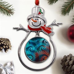 Spiral Abstract Pattern Abstract Metal Snowman Ornament