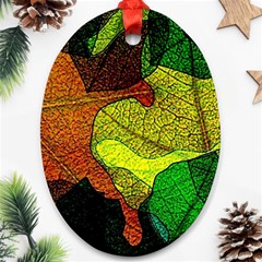 Colorful Autumn Leaves Texture Abstract Pattern Ornament (oval) by Grandong