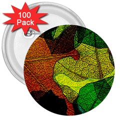 Colorful Autumn Leaves Texture Abstract Pattern 3  Buttons (100 Pack)  by Grandong