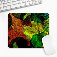 Colorful Autumn Leaves Texture Abstract Pattern Large Mousepad by Grandong