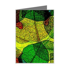 Colorful Autumn Leaves Texture Abstract Pattern Mini Greeting Card by Grandong