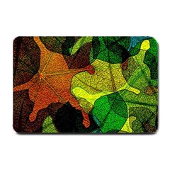 Colorful Autumn Leaves Texture Abstract Pattern Small Doormat by Grandong