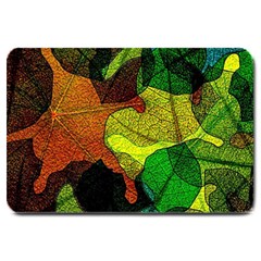 Colorful Autumn Leaves Texture Abstract Pattern Large Doormat by Grandong