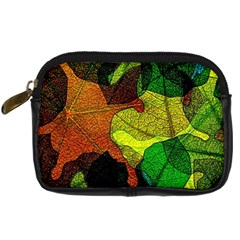 Colorful Autumn Leaves Texture Abstract Pattern Digital Camera Leather Case by Grandong