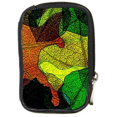 Colorful Autumn Leaves Texture Abstract Pattern Compact Camera Leather Case by Grandong