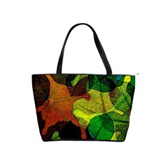 Colorful Autumn Leaves Texture Abstract Pattern Classic Shoulder Handbag by Grandong