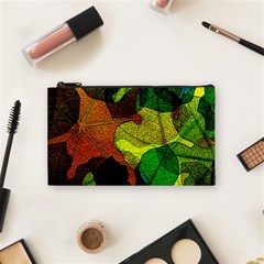 Colorful Autumn Leaves Texture Abstract Pattern Cosmetic Bag (small) by Grandong