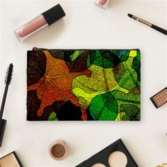 Colorful Autumn Leaves Texture Abstract Pattern Cosmetic Bag (medium) by Grandong