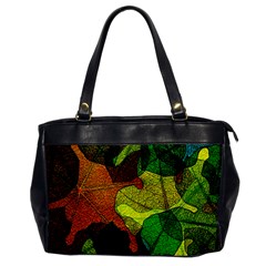 Colorful Autumn Leaves Texture Abstract Pattern Oversize Office Handbag by Grandong