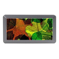 Colorful Autumn Leaves Texture Abstract Pattern Memory Card Reader (mini) by Grandong