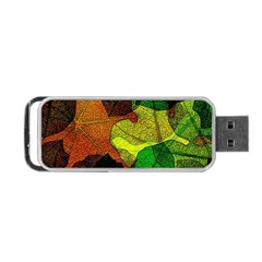 Colorful Autumn Leaves Texture Abstract Pattern Portable Usb Flash (two Sides) by Grandong