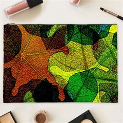 Colorful Autumn Leaves Texture Abstract Pattern Cosmetic Bag (xxl) by Grandong