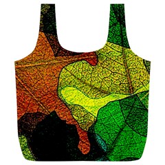 Colorful Autumn Leaves Texture Abstract Pattern Full Print Recycle Bag (xl) by Grandong