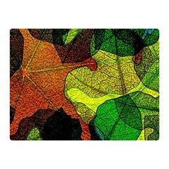 Colorful Autumn Leaves Texture Abstract Pattern Two Sides Premium Plush Fleece Blanket (mini) by Grandong