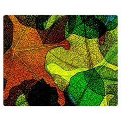 Colorful Autumn Leaves Texture Abstract Pattern Two Sides Premium Plush Fleece Blanket (medium) by Grandong