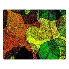 Colorful Autumn Leaves Texture Abstract Pattern Two Sides Premium Plush Fleece Blanket (large) by Grandong