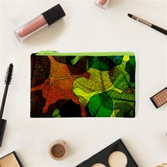 Colorful Autumn Leaves Texture Abstract Pattern Cosmetic Bag (xs) by Grandong