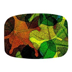 Colorful Autumn Leaves Texture Abstract Pattern Mini Square Pill Box by Grandong