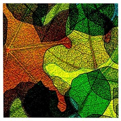 Colorful Autumn Leaves Texture Abstract Pattern Wooden Puzzle Square by Grandong