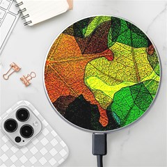 Colorful Autumn Leaves Texture Abstract Pattern Wireless Fast Charger(white) by Grandong