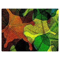 Colorful Autumn Leaves Texture Abstract Pattern Premium Plush Fleece Blanket (extra Small) by Grandong