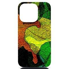 Colorful Autumn Leaves Texture Abstract Pattern Iphone 14 Pro Black Uv Print Case by Grandong