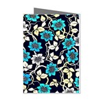 Blue Flower Pattern Floral Pattern Mini Greeting Cards (Pkg of 8) Left