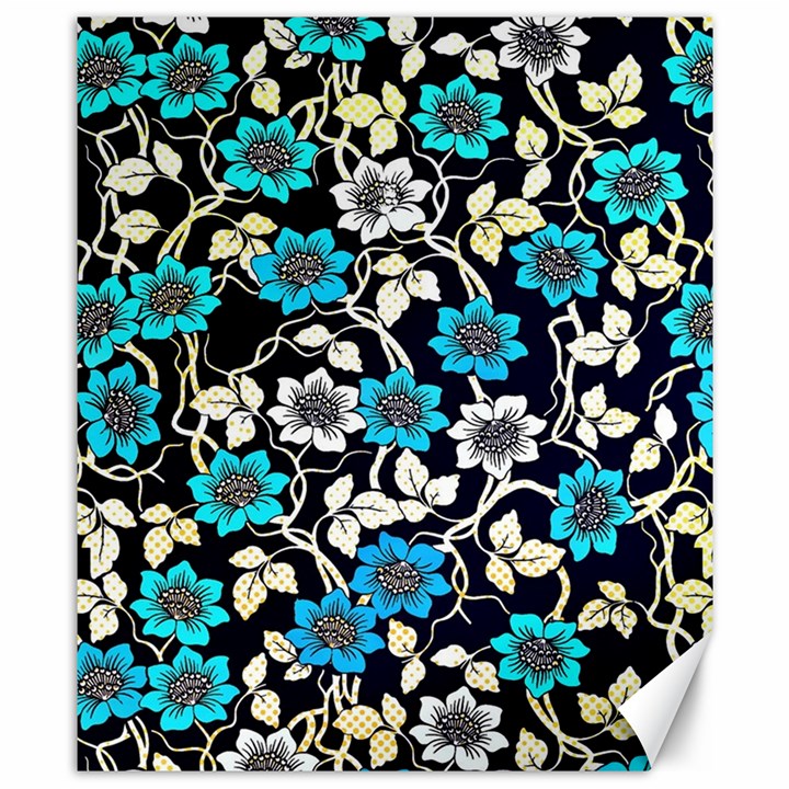 Blue Flower Pattern Floral Pattern Canvas 8  x 10 